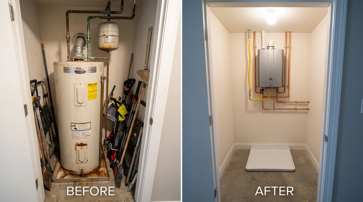 Tank water heater versus wall-mounted tankless unit comparison for Abilene, TX homeowners