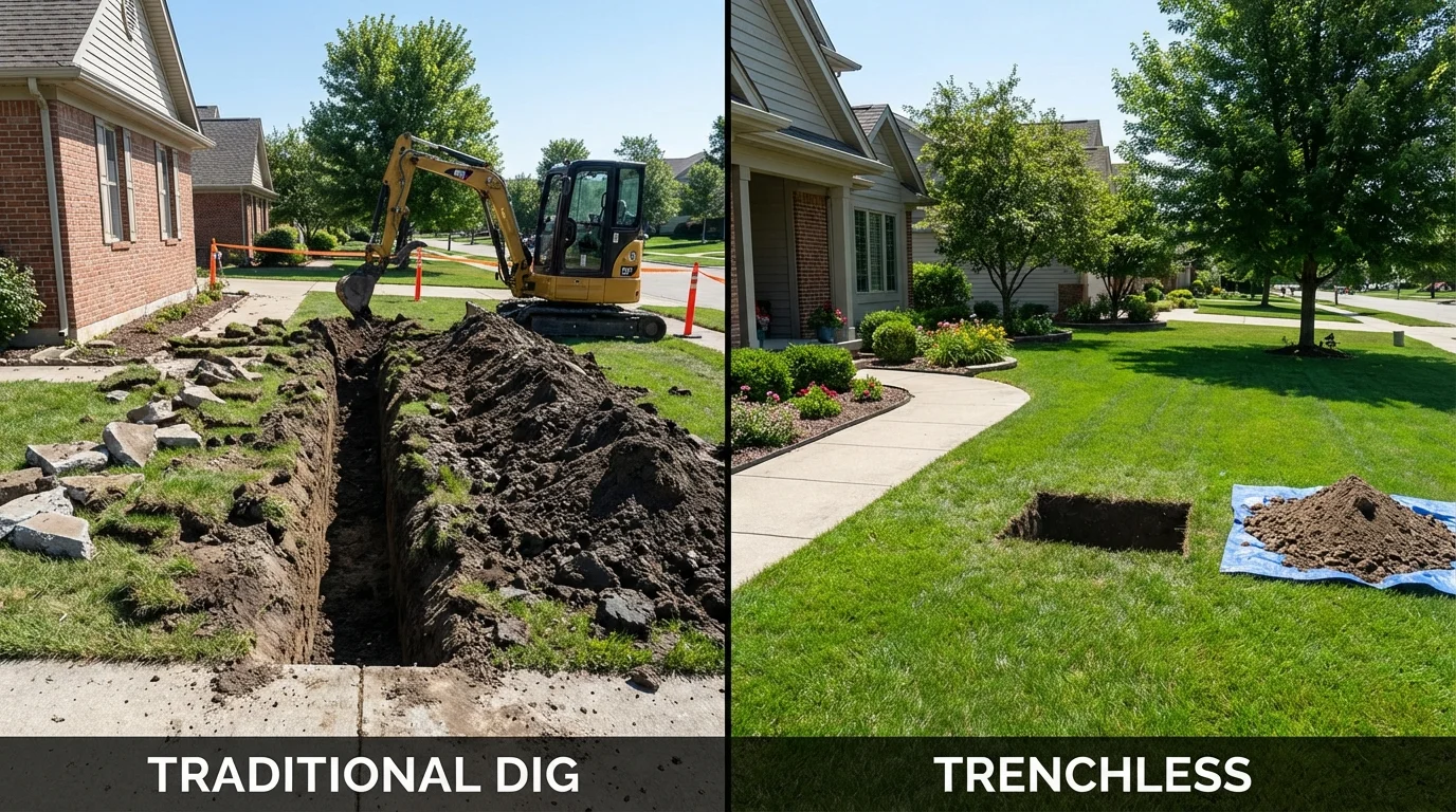 Trenchless sewer repair with minimal yard damage versus traditional excavation in Abilene, TX